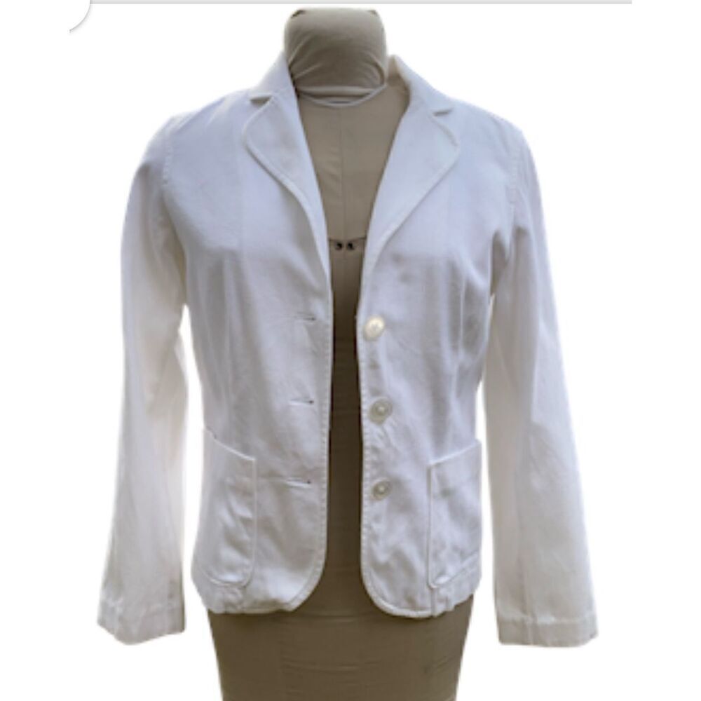 Duck Head Pique 3-Button Blazer White Front Pockets Sz. S Spring Summer